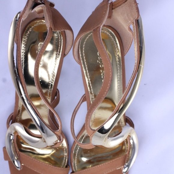 CAPE ROBBIN Tan Gold Open Toe High Heel Sandals - Picture 6 of 6